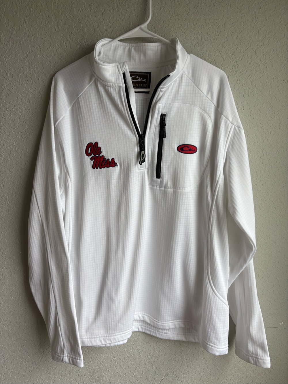 Drake Ole Miss Rebels White Quarter Zip Pullover Jacket Men’s NCAA Mississippi